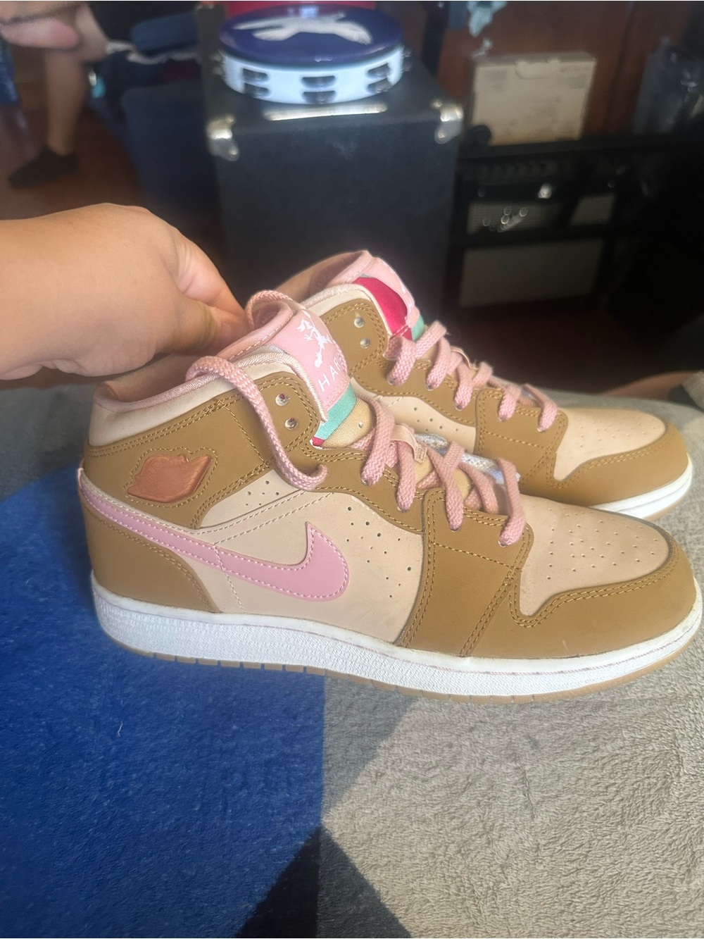 Looney tunes Jordans Mid-Top Sneakers in Pink and Tan Limited Edition